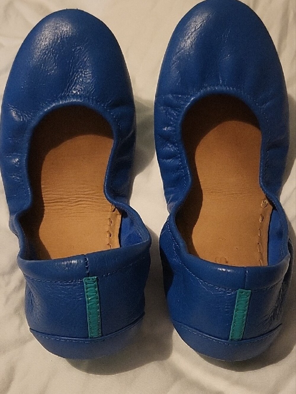 Tieks Cobalt Blue Leather Ballet Flat with Teal Sole Accent - Picture 4 of 9